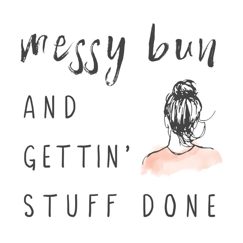 Messy Bun - Wrapped Canvas Print, 30cm H x 30cm W x 3.8cm D, Orange/White/Black