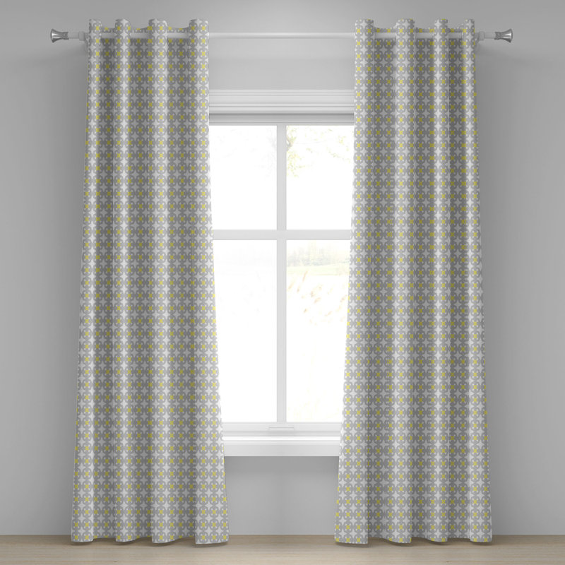 Rideau à œillets décoratif à 2 panneaux George Oliver, jaune pâle et chaud, L 50 po x L 84 po