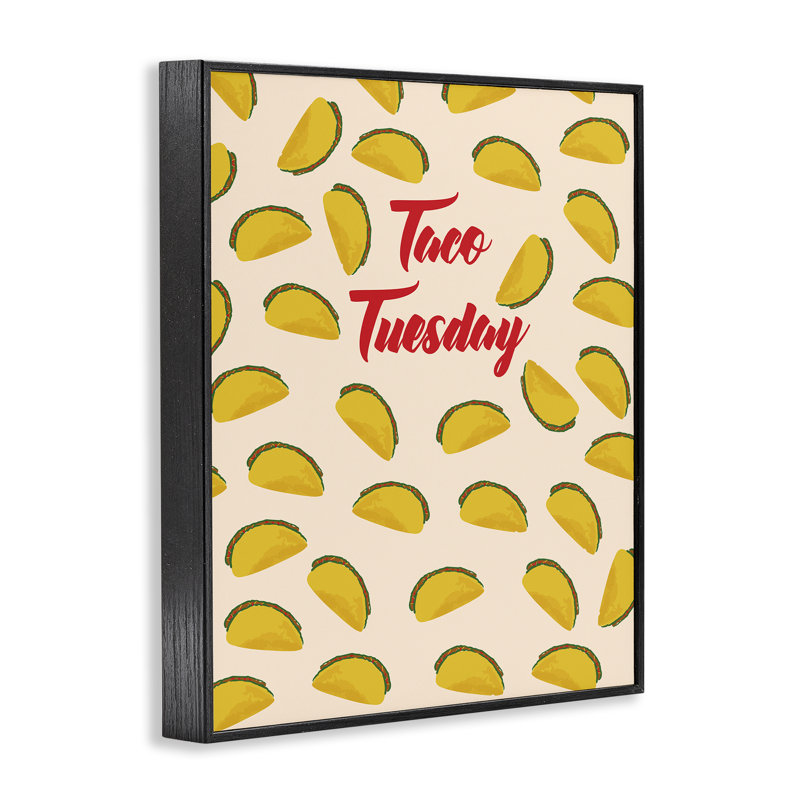 Art giclée Taco Mardi Food, conception par Dina Riddle, H 14 po x l 11 po, Giclée encadrée noir minuit