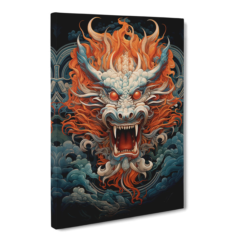 Chinese Dragon Geometric Art - Wrapped Canvas, 50cm H x 35cm W x 3cm D