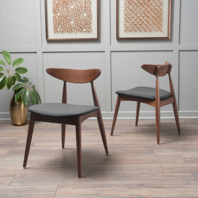 Ensemble de 2 chaises rétro en bois d'hévéa avec dossier ergonomique et coussins moelleux pour la salle à manger