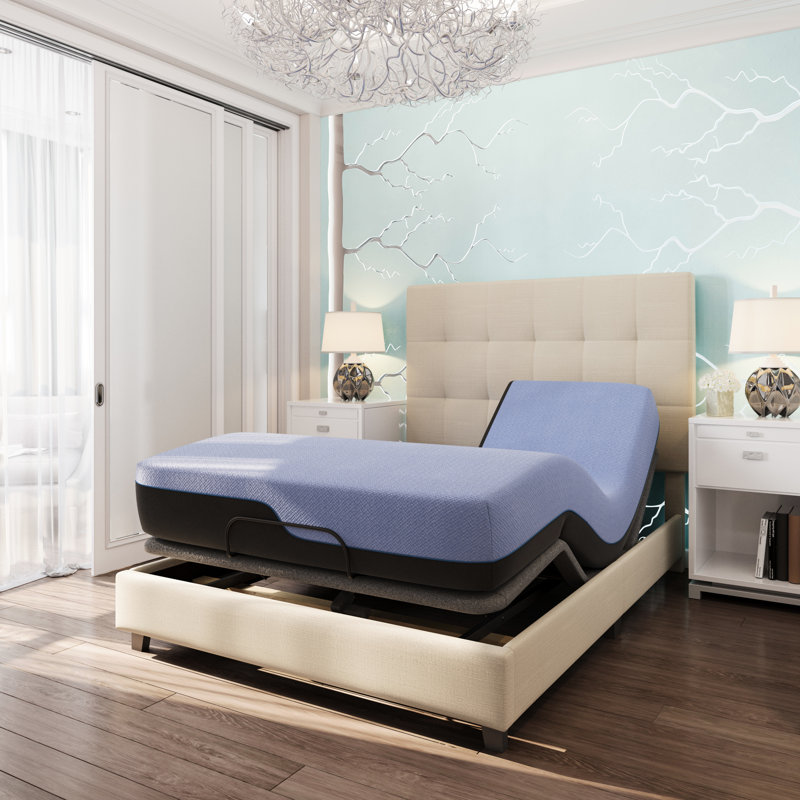 Matelas de 12 pouces et base réglable - housse respirante avec élévation de la tête de 55 degrés pour un confort optimal et un moteur paisible pour un sommeil paisible