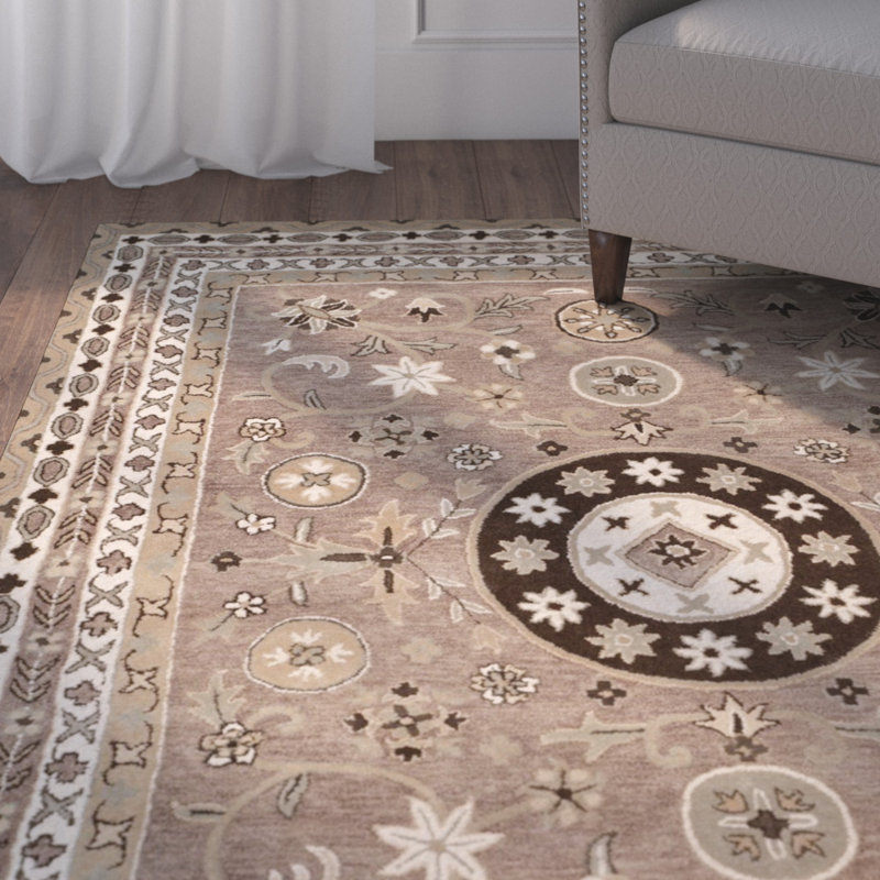 Tapis oriental en laine touffeté à la main Cruz, Rectangle 4 pi x 6 pi