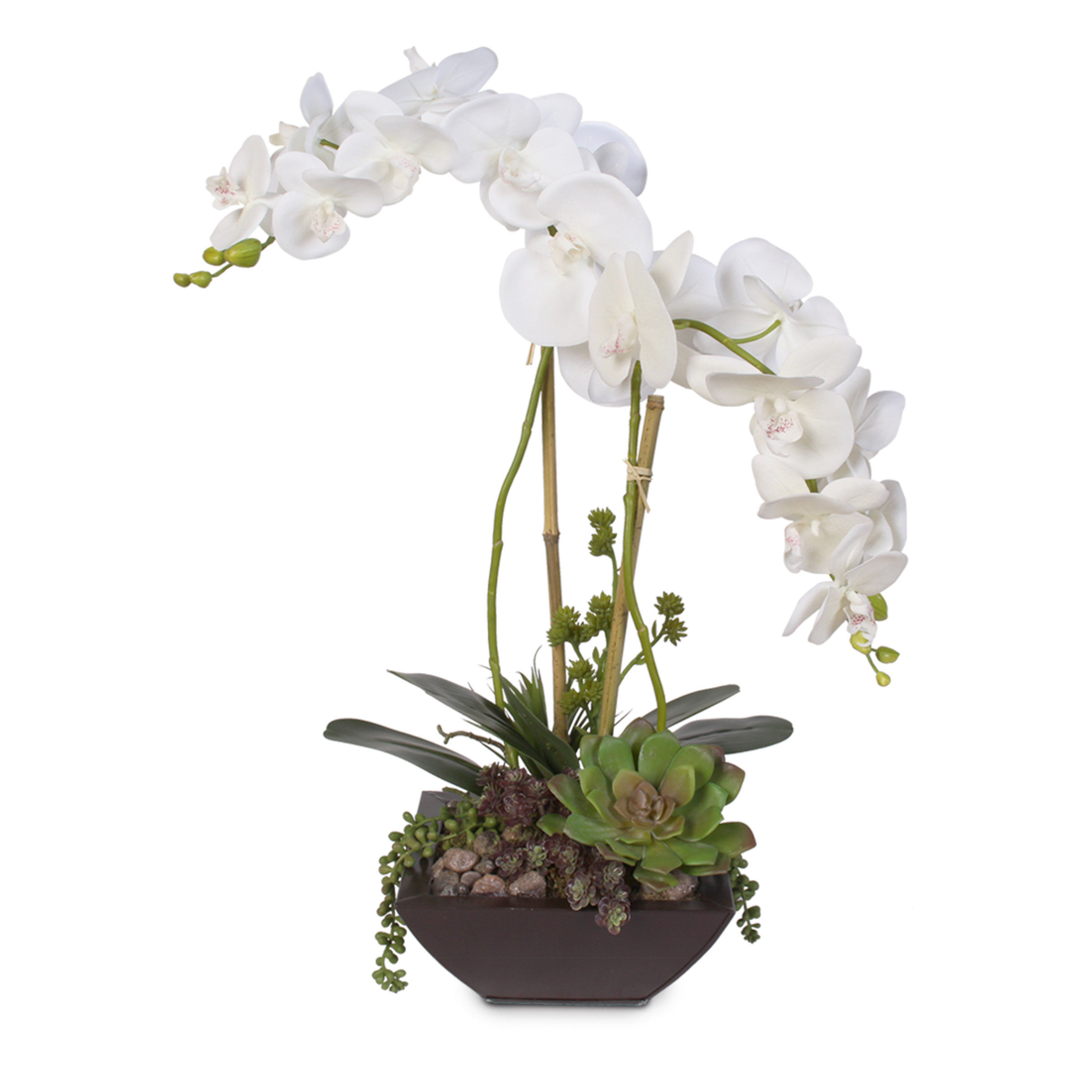 Bayou Breeze Handmade Phalaenopsis Silk Orchids Floral Arrangement in ...