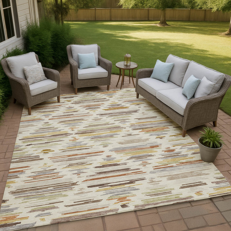 Machine Washable Indoor/Outdoor Chantille ACN2502 Southwest Rug, Ivory, 2'6" x 3'10"