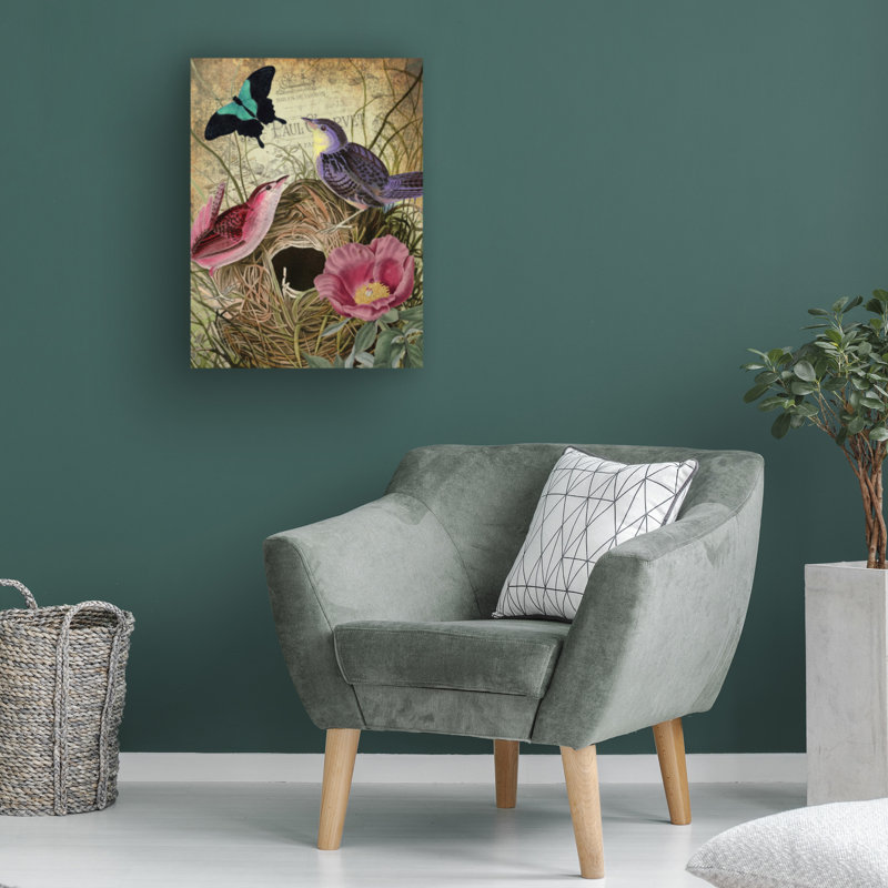 Art sur toile bolivien, pétales et ailes IV, H 19 po x l 14 po