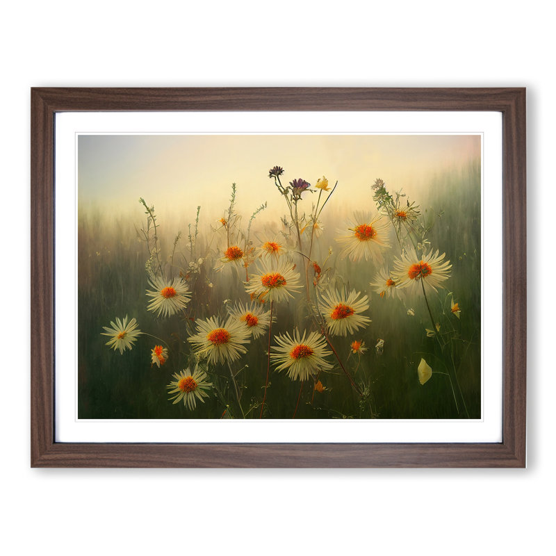 Joyous Wildflowers Floral - Framed Print, 46cm H x 64cm W x 2cm D, Walnut