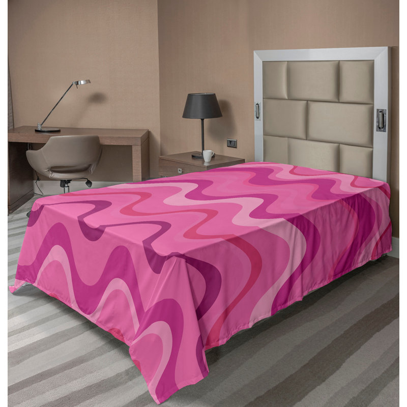 Drap plat moderne de style bohème Ambesonne, Rose vif / magenta / motif abstrait corail, Drap plat pour lit simple