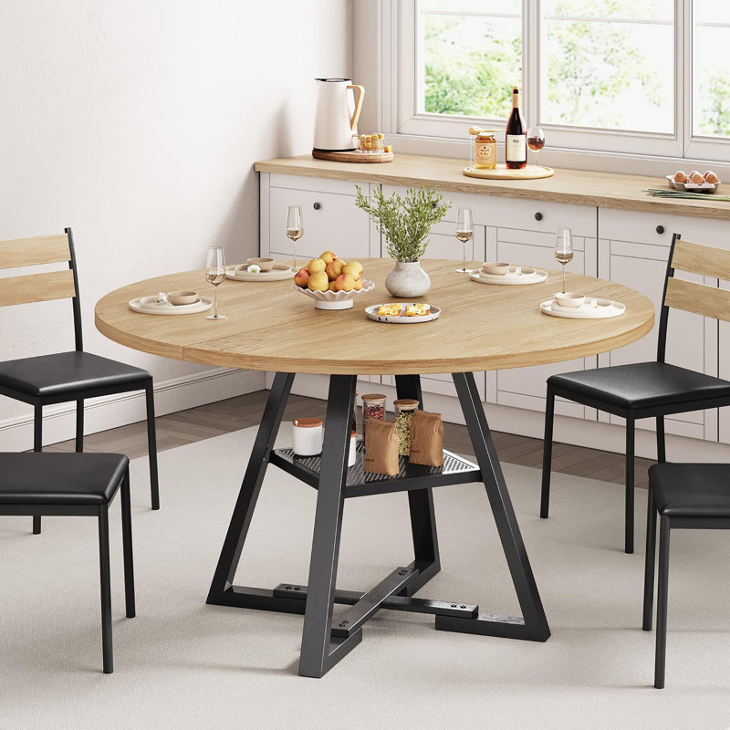 Table de salle à manger sur pied 47 po 47 po Natual, H 30 po x L 47 po x l 47 po, Naturel