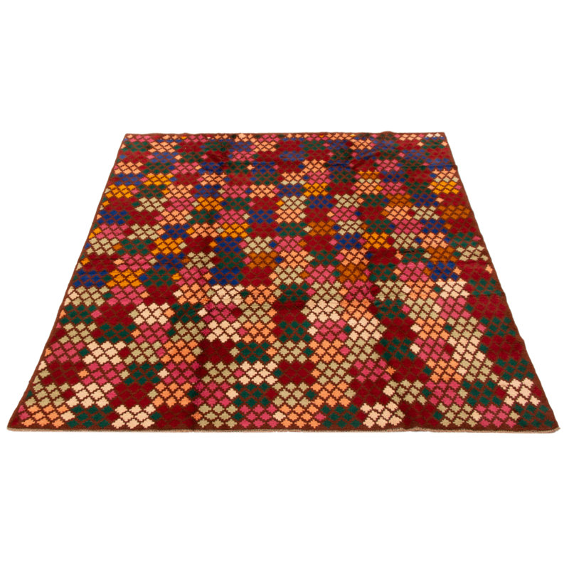 Tapis unique en laine noué à la main brun Akhjah 6 pi 6 po x 7 pi 9 po