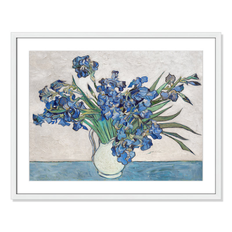 Imprimé iris bleu par Vincent Van Gogh, H 29,5 po x l 23,5 po, Blanc, Encadré de boîte blanc