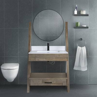 Ensemble de meuble-lavabo autoportant simple 35 po Camden en blanc avec miroir et robinet