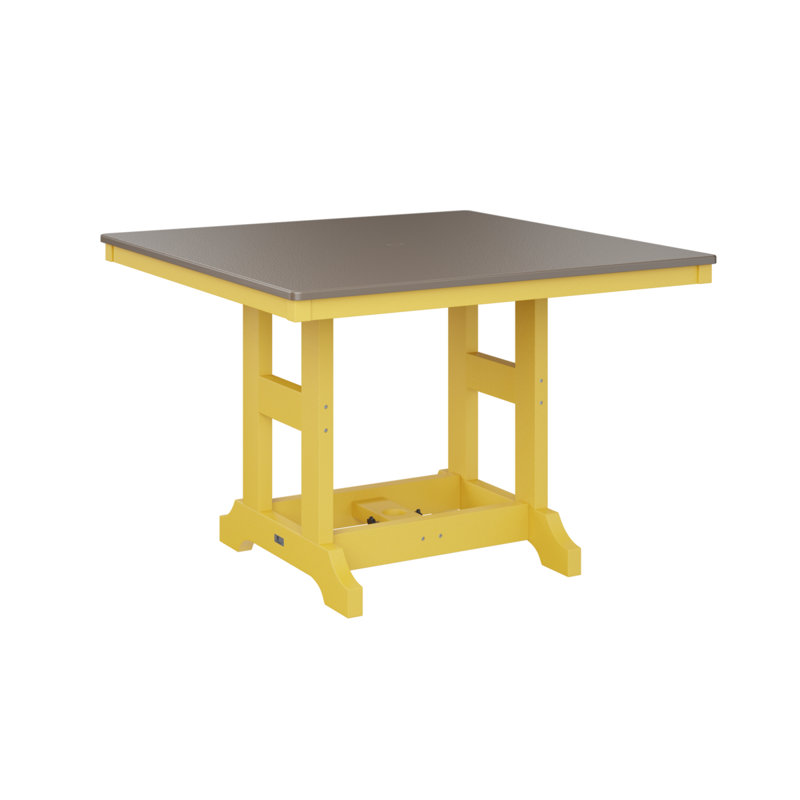 Table de bar carrée 44 po Berlin Gardens Garden Classic, Jaune soleil levant, H 39,5 po x l 44 po x P 44 po, Bronze martelé