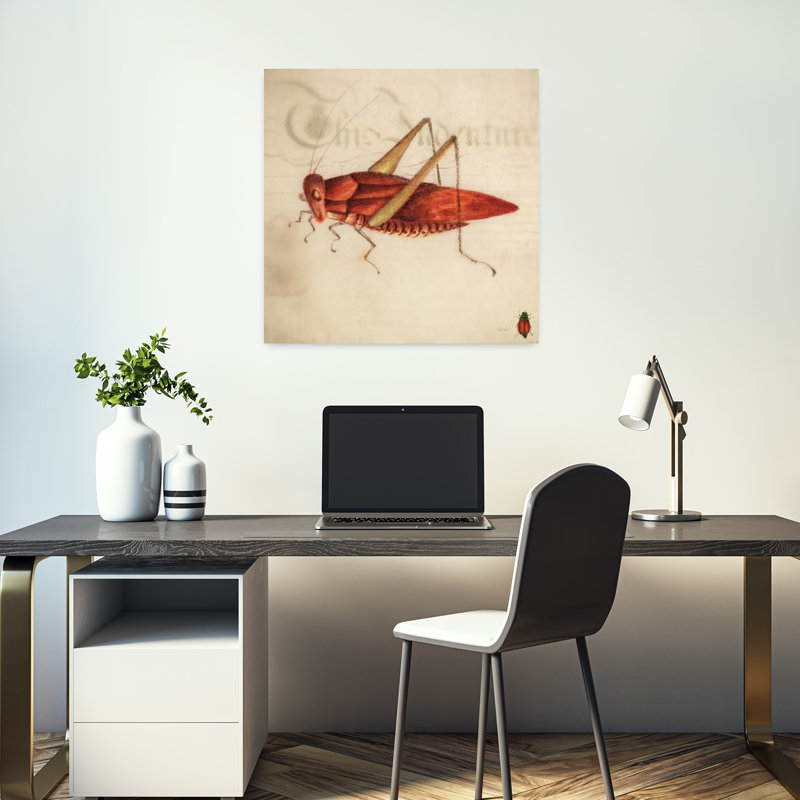 Art rétro de sauterelle rouge rétro, H 18 po x l 18 po