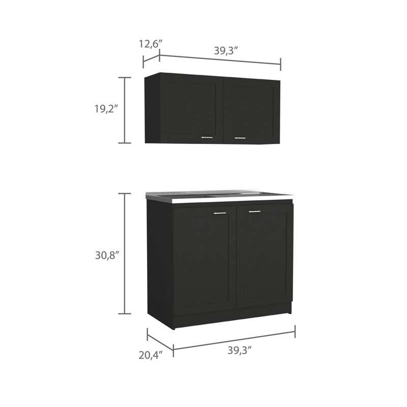 Ashura 2-Pc Kitchen Cabinet Set with Countertop
