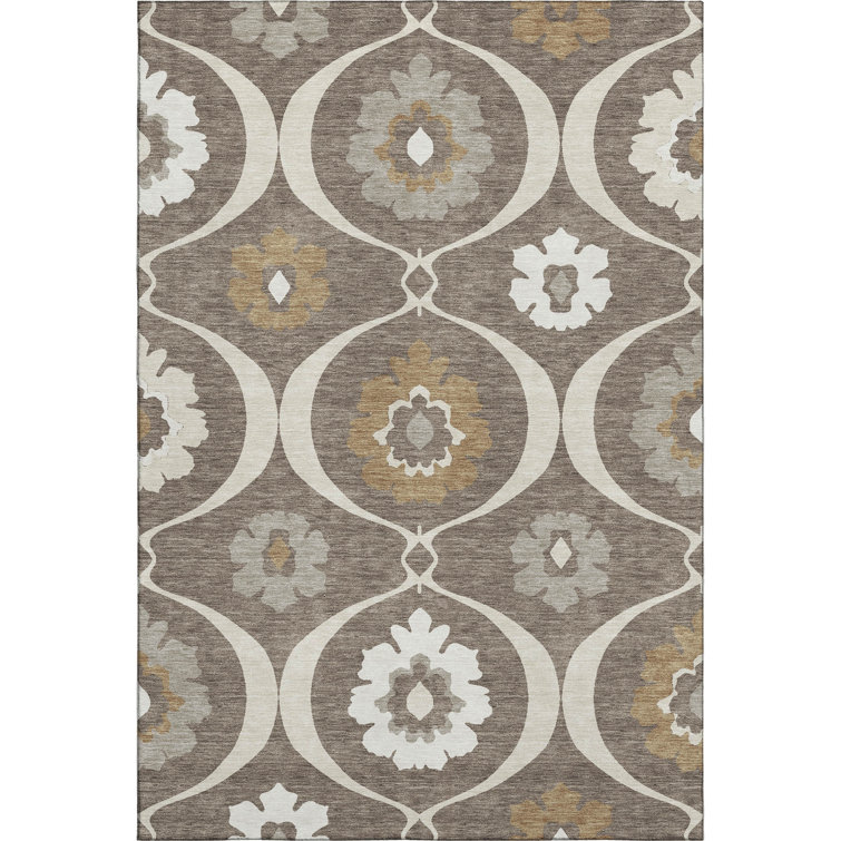 Premium Machine Washable Prisco Brown Rug