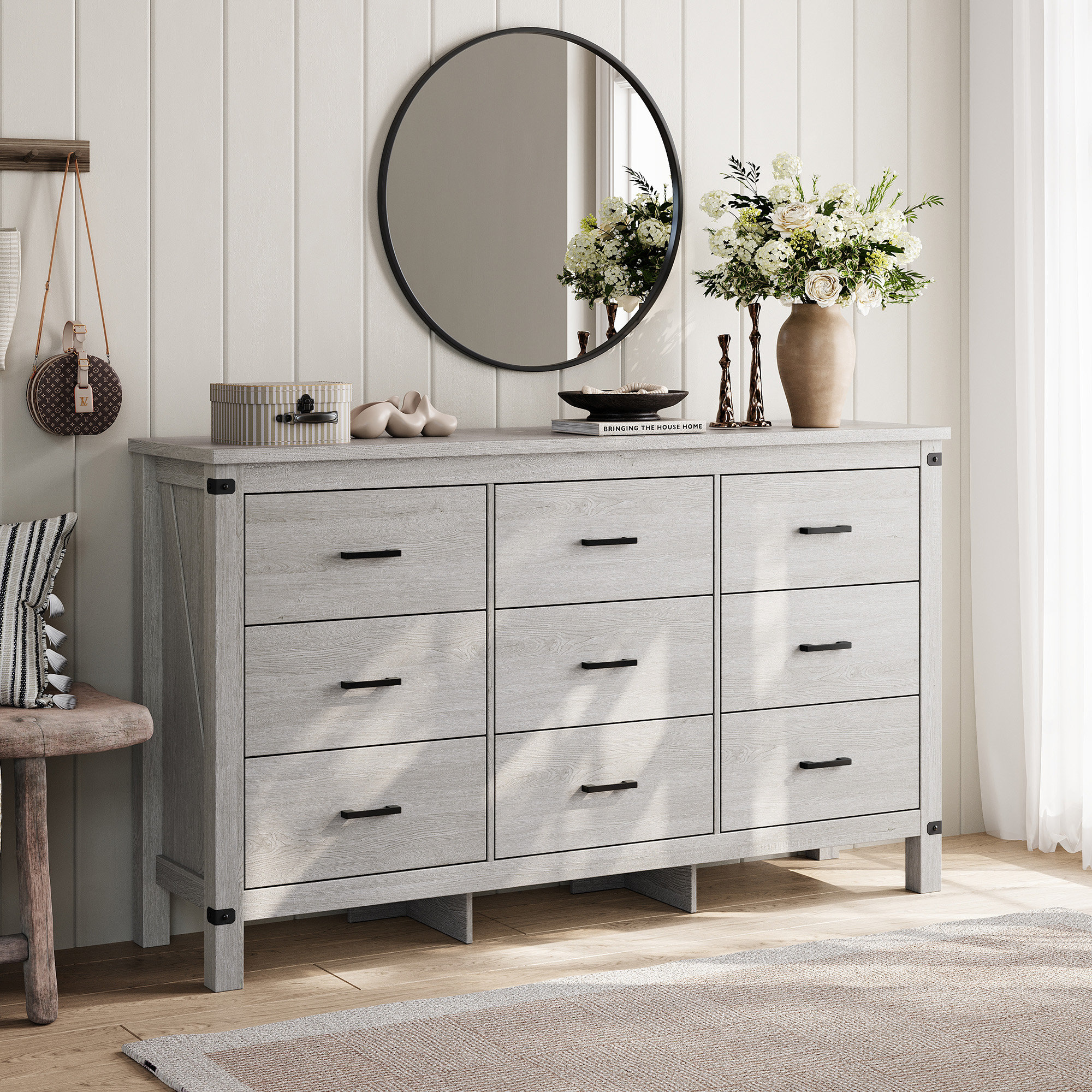 Gracie Oaks 59'' W 9 - Drawer Farmhouse Dresser - Wayfair Canada