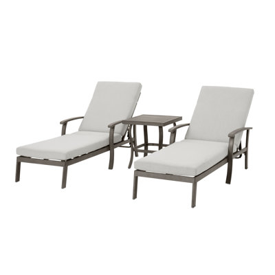 Ketisha Outdoor Metal Chaise Lounge Set with Table , Cushion Included