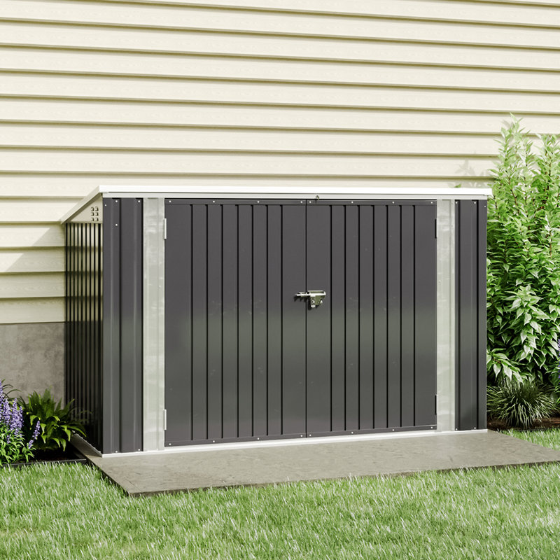 7 Ft. W X 1.2 Ft. D Heavy Duty Steel Bicycle Storage Shed, Black