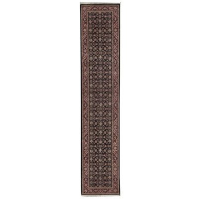 Hand-Knotted High-Quality Black and Wine Runner