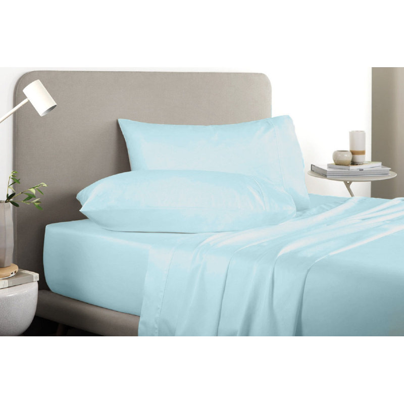 Ensemble de draps en micro-fibre, Bleu glacier, Ensemble de draps pour lit double + un drap-housse