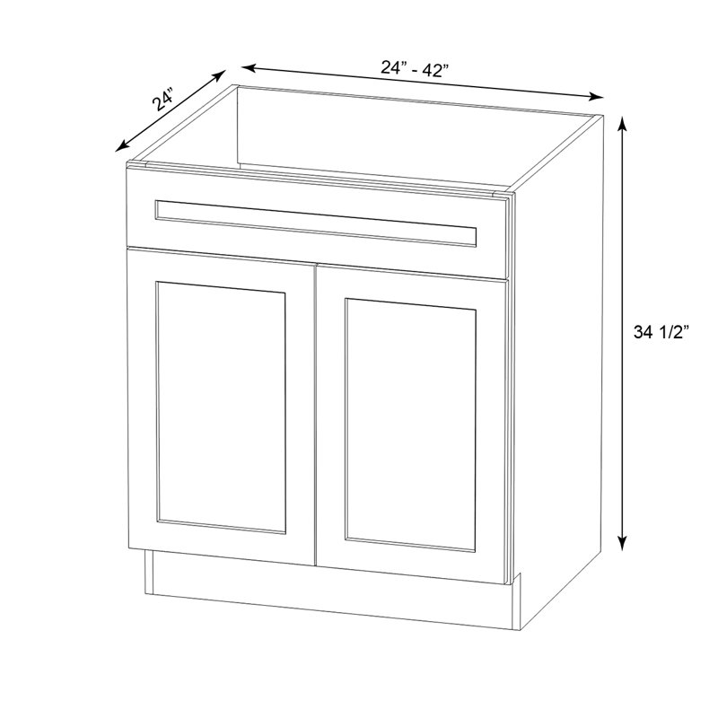 Meuble sous-évier en contreplaqué blanc, prêt à assembler, Kindwood Eco Shaker, 33 po L x 24 po P x 34,5 po H, 33", Blanc