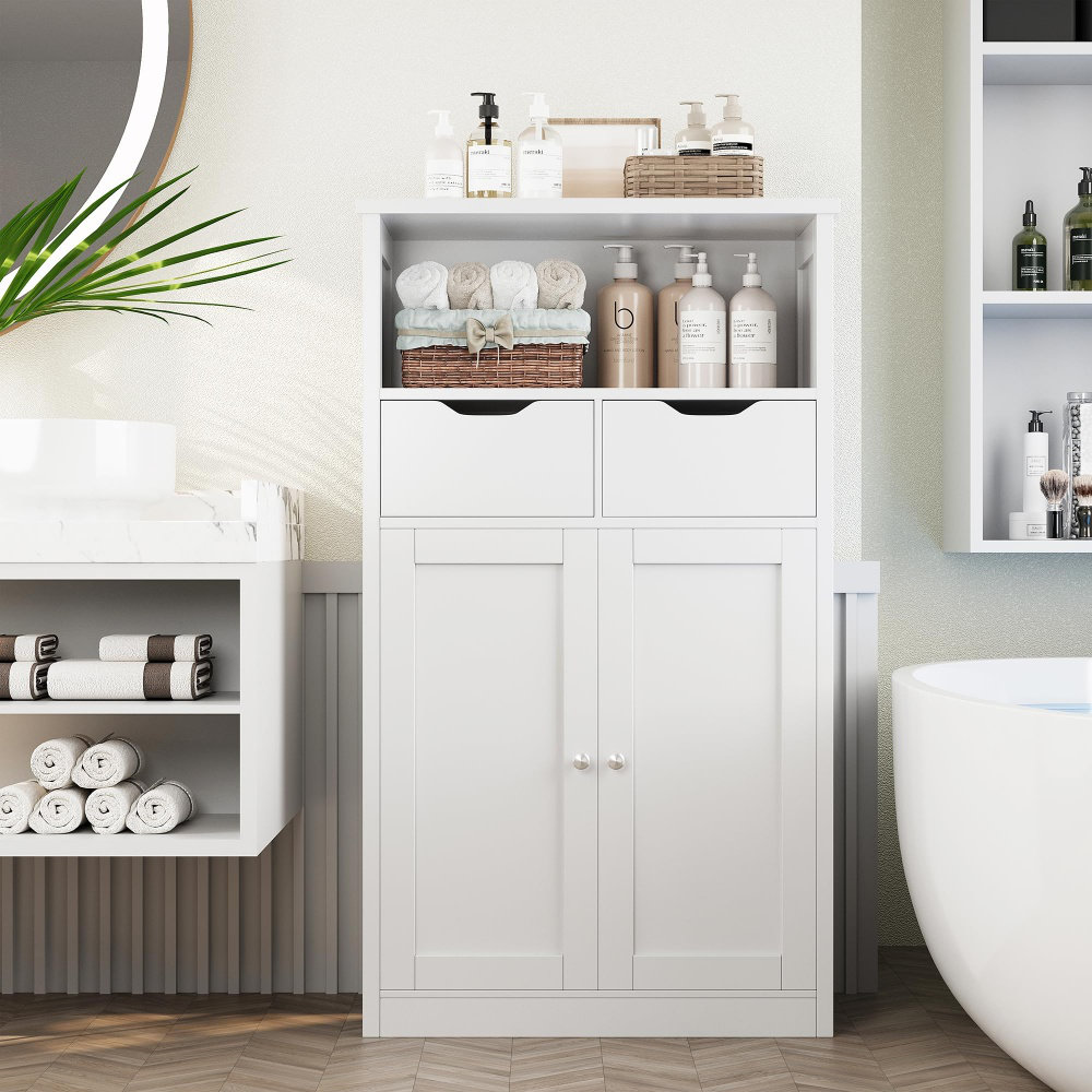 Lark Manor™ Floor Storage Cabinet, Bathroom Organizer with Doors and ...