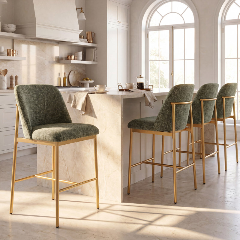 Tabouret de bar à hauteur de comptoir 25 po COLAMY MATRIX, ensemble 4/6, Vert, 4