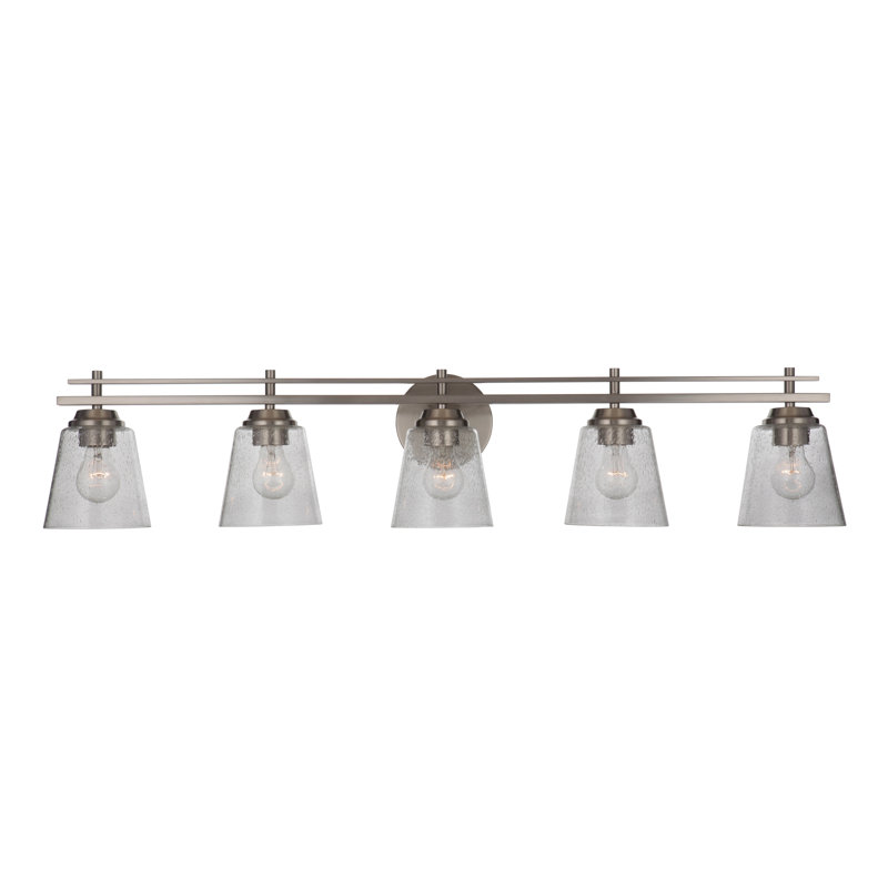 Éclairage de meuble-lavabo à intensité réglable 5 lumières Wooten, Nickel poli brossé