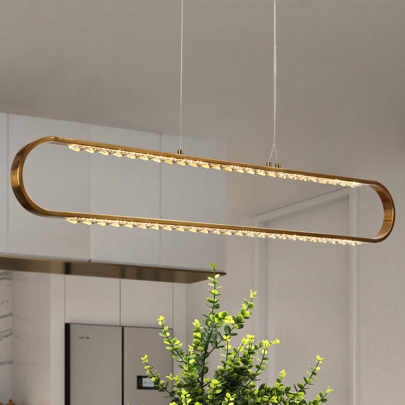 Rabia 2 - Light 39.4'' W LED Crystal Glam Kitchen Island Pendant