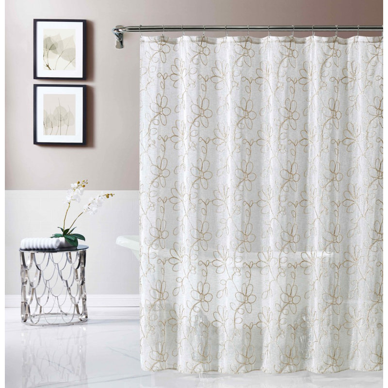 Floral Shower Curtain, Linen