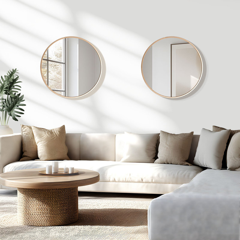 Miroirs muraux ronds en métal, Or, 20 po x 20 po