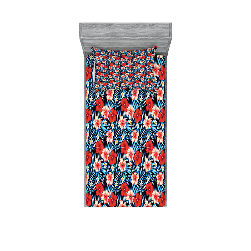 Multicolore drap-housse et coussin décoratif Ambesonne, Ensemble de draps pour lit simple + 3 pièces supp