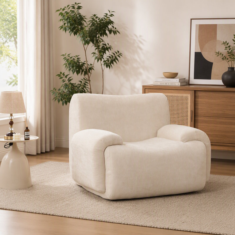 Fauteuil de lecture rembourré, Beige