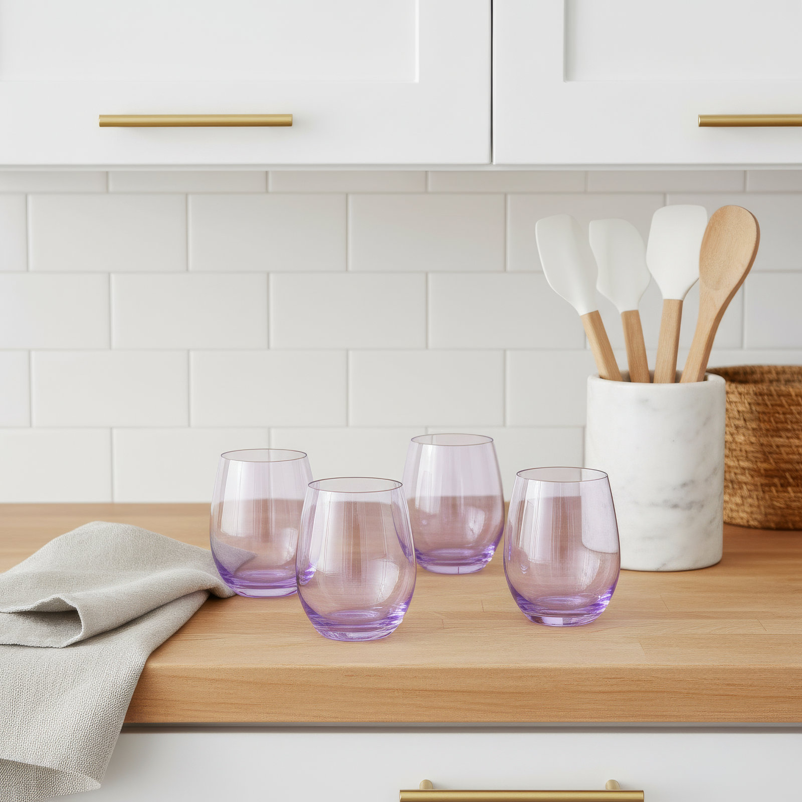 Veneto Crystal Stemless Wine Glass, Amethyst