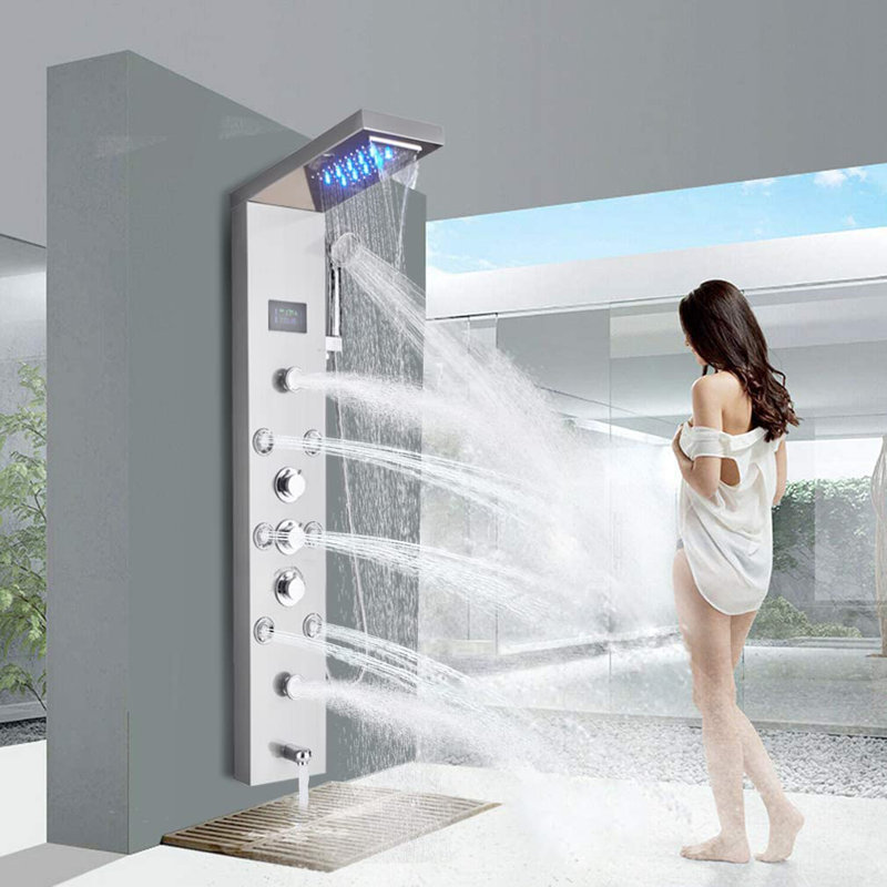 47.2" Shower Panel with Fixed Shower Head, Brushed Nickel