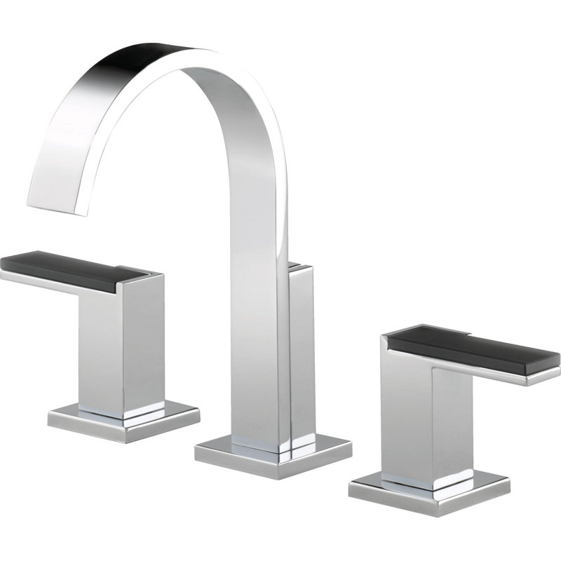 Siderna Widespread Lavatory Faucet, Polished Chrome, 1.2, Bidet Solar Gray Glass Lever Handle