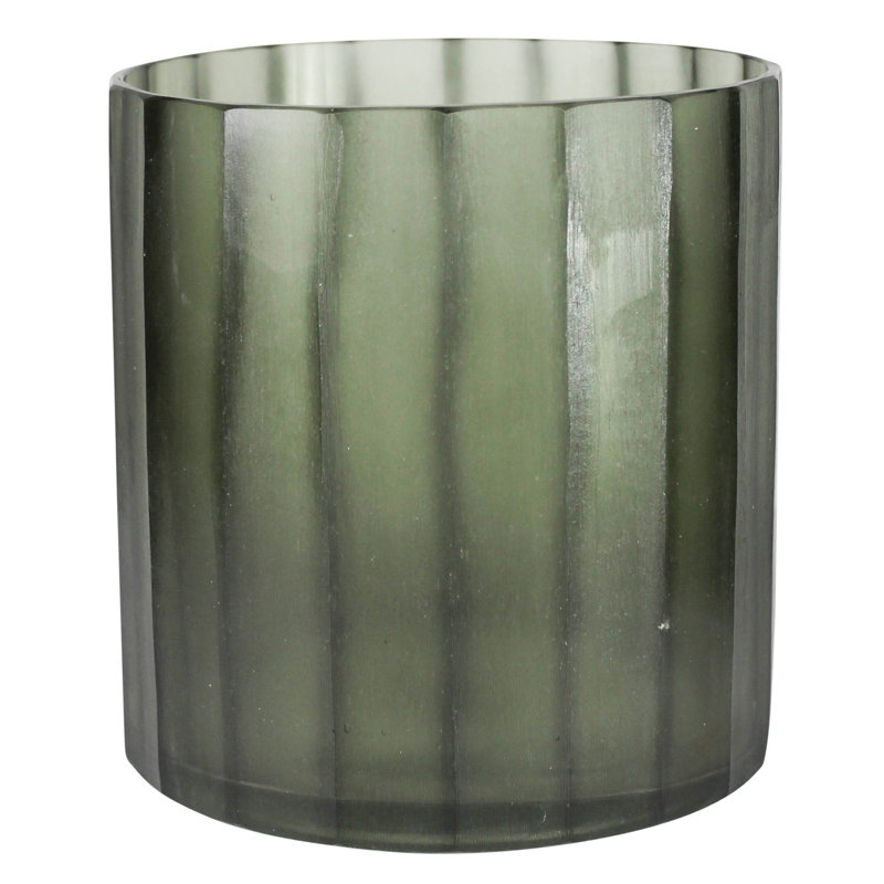 Vase en verre taillé, vert - Lrg
