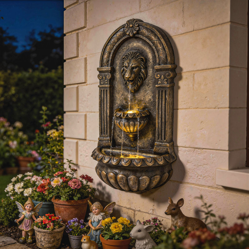 Outdoor Fountain with Lights