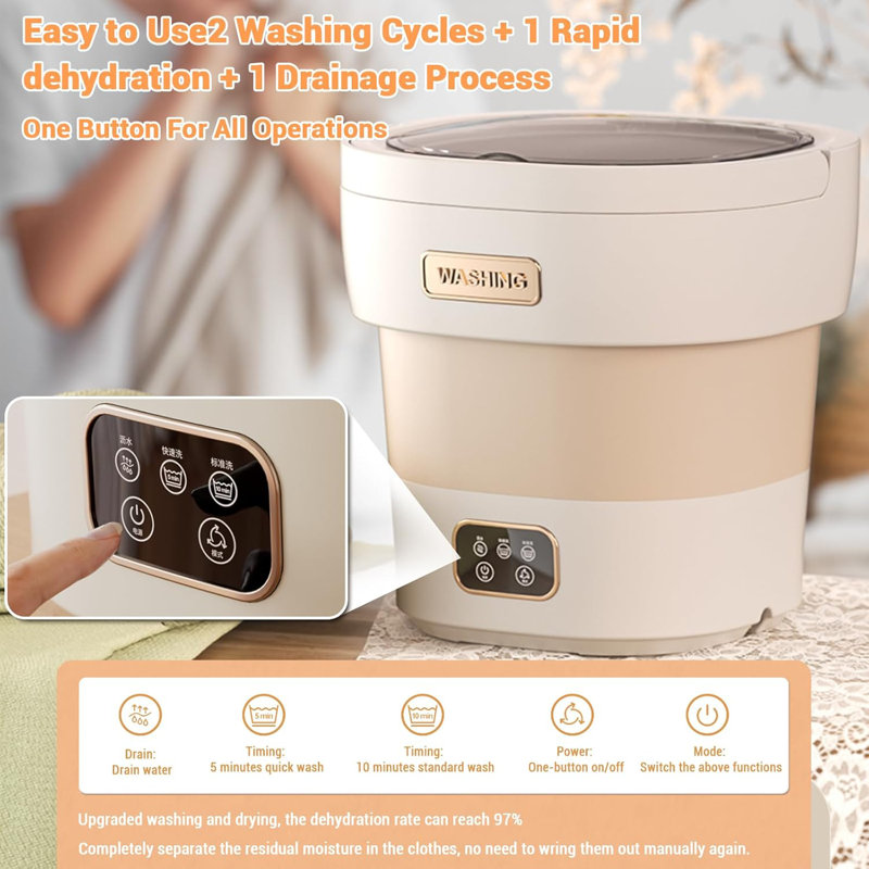 Mini Washing Machine and Dryer, 12L Foldable Mini Washer for Underwear, Upgraded Collapsible Washing Machine, for Baby Clothes Socks Apartment