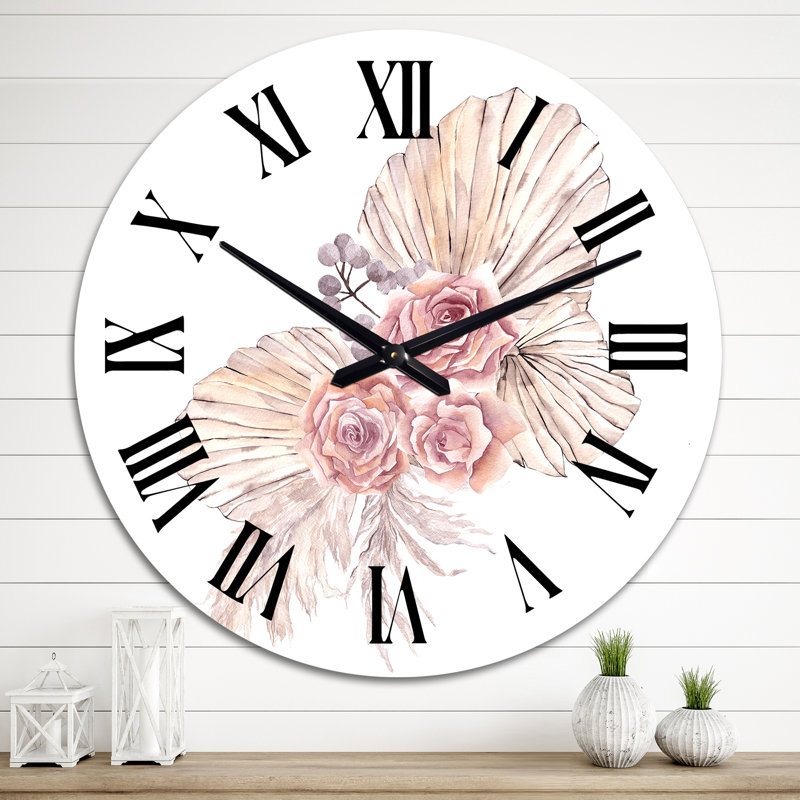 Horloge murale traditionnelle Bouquet de fleurs séchées, Grand