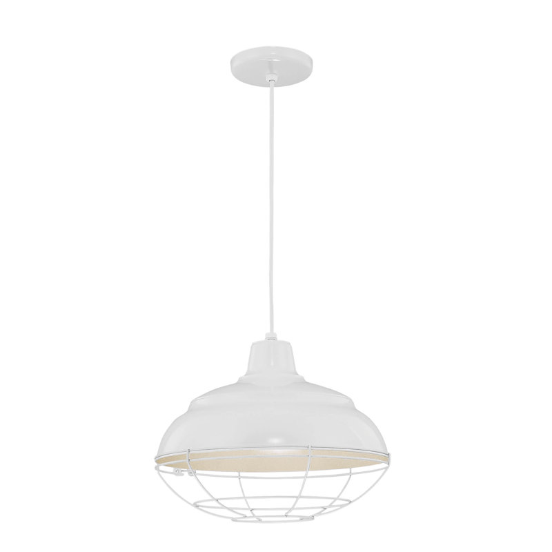 Abrahamson 1 - Light RLM Single Dome Pendant, White, 8.25"H x 14" W x 14" D