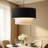 Dual-Layer 2-Light Dimmable Drum Chandelier With Black Fabric Shades
