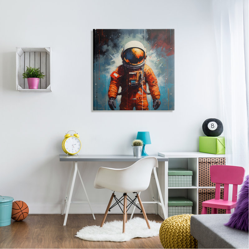 Astronaute abstrait sur toile, H 30 po x l 30 po x P 1,5 po