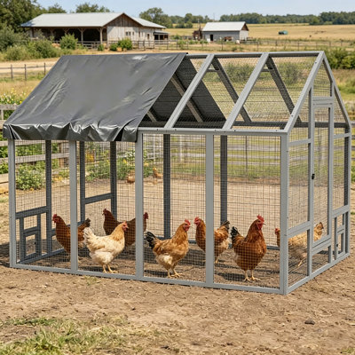 Wooden Large Chicken Coop，Chicken Run For Yard With Cover