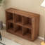 Bibliothèque à 6 compartiments - Bibliothèque horizontale de 40 po de large avec bords arrondis, unité de plancher en bois à 2 niveaux pour chambre à coucher, salon et bureau (style maison de campagne)