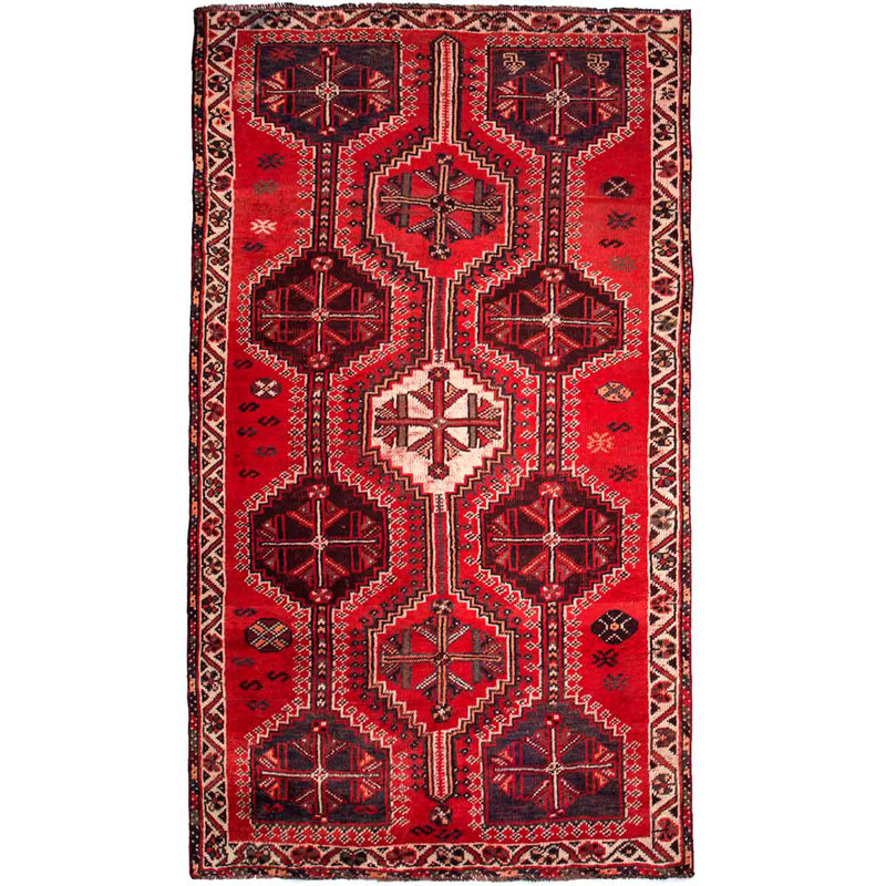 Tapis unique rouge / noir 4 pi 5 po x 8 pi Bathsheb
