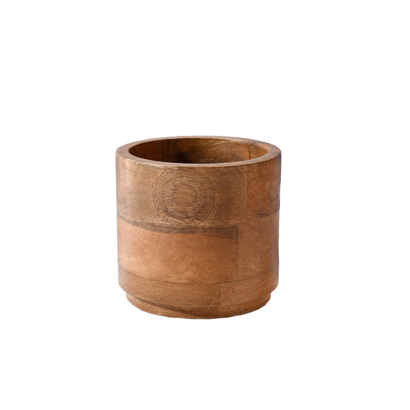 Gaylor Wood Cachepot, 4.75" H x 4.5" W x 4.5" D