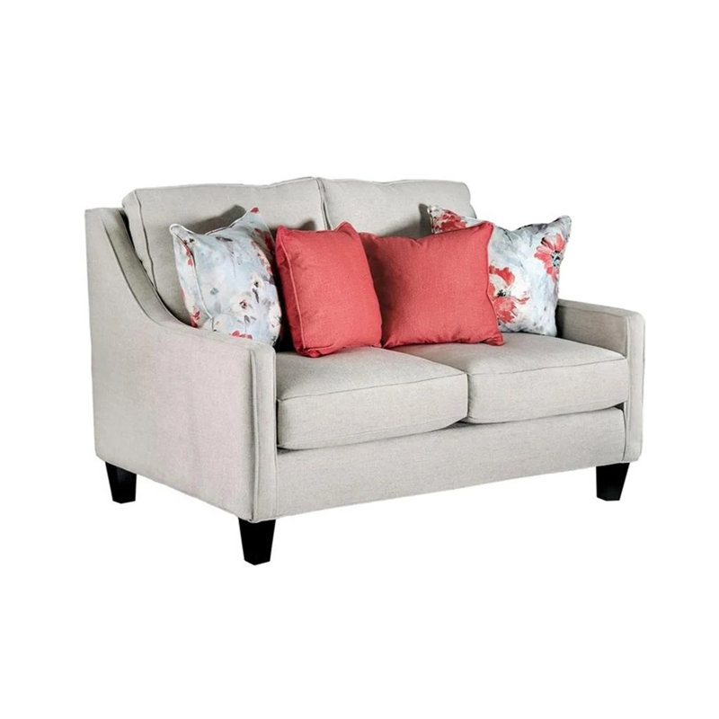 56.4" W Transitional Loveseat, Ivory