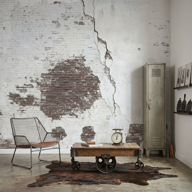 Papier peint mural patiné, Peler et coller, 200 po x 120 po